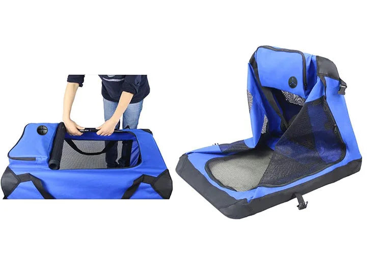 Cage de transport et de voyage pliable et souple avec tapis — 3 portes