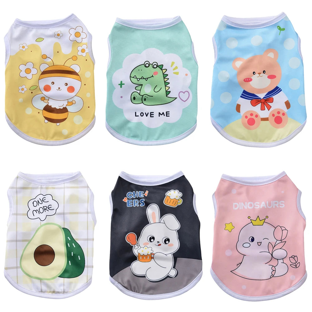 Cartoon Print Sleeveless Vest for Small Dogs & Cats