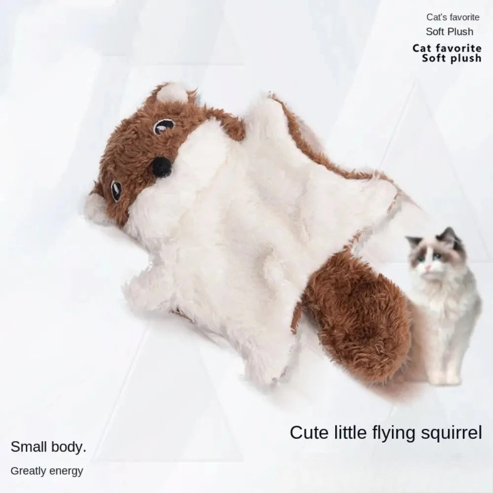 Plush Flying Squirrel Cat Teaser Toy with Crinkle Sound