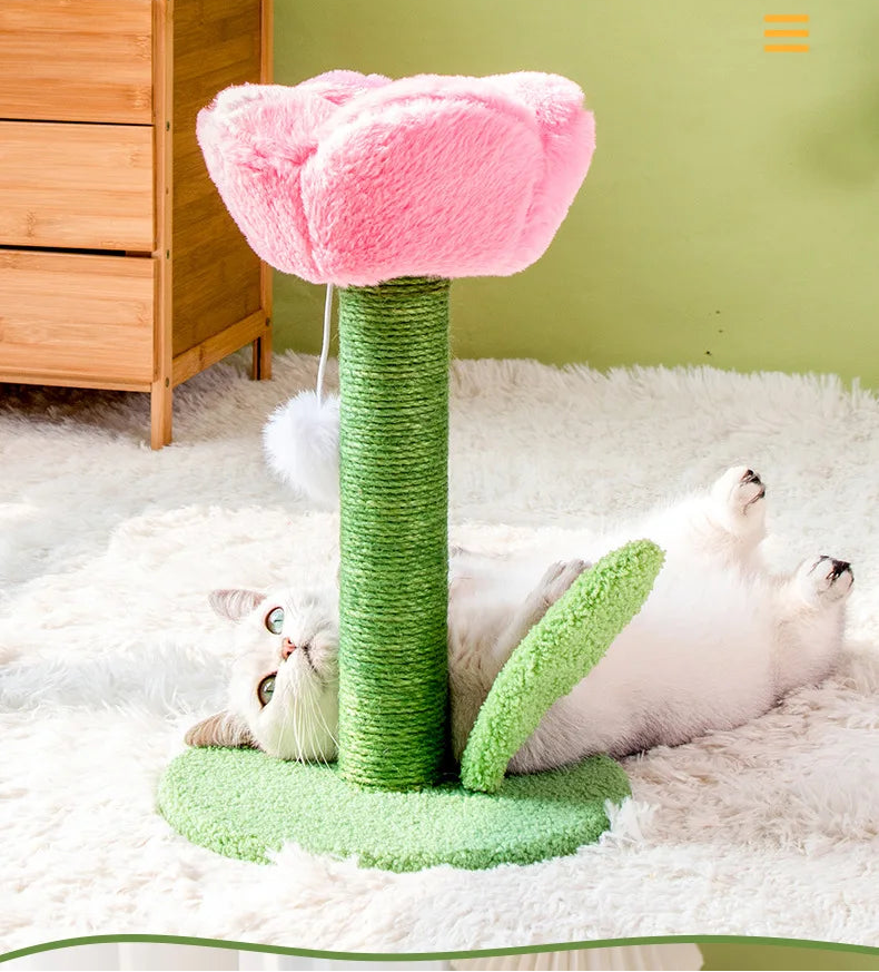 Tulip Cat Tower with Sisal Scratching Post & Kitten Teaser
