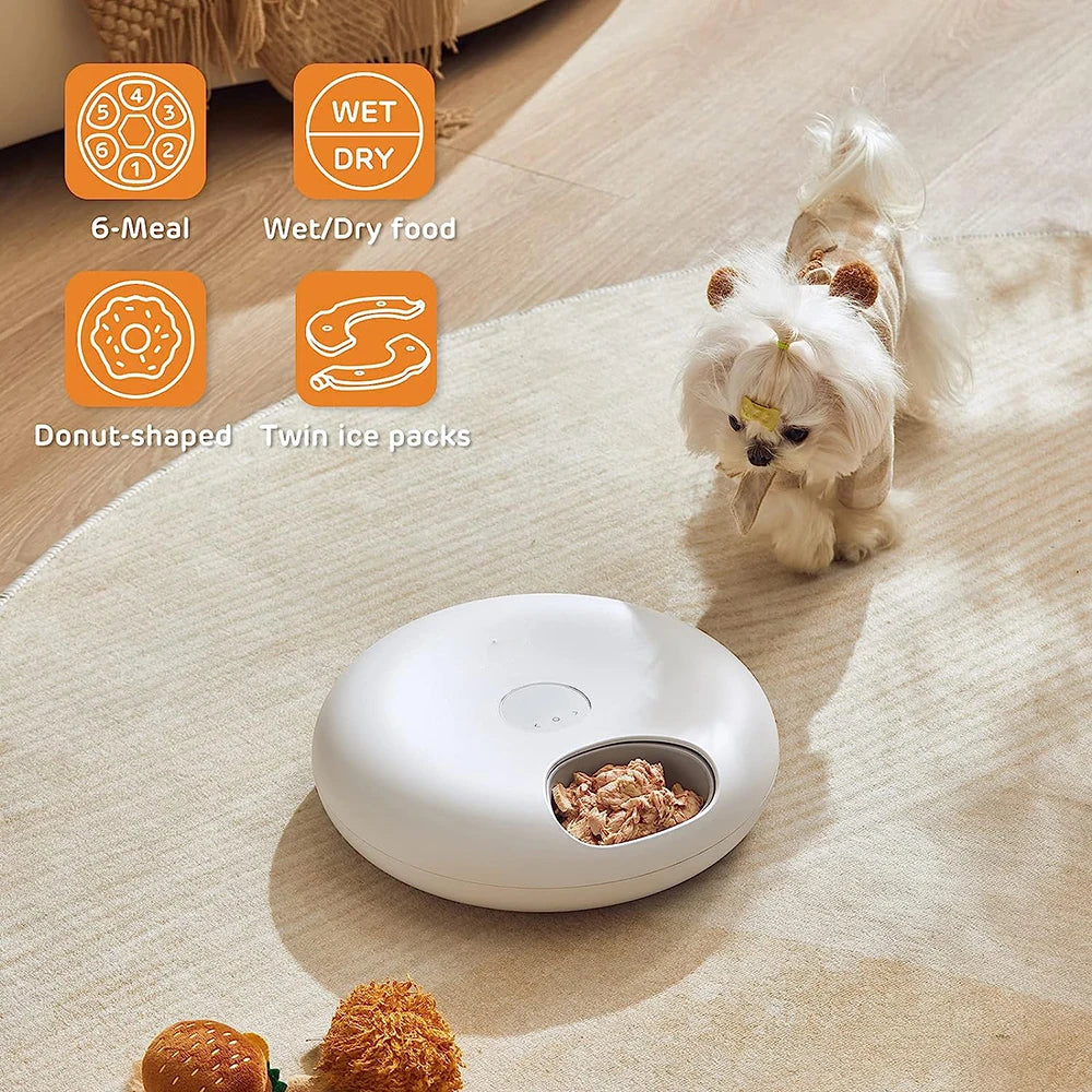 Distributeur automatique de nourriture pour animaux de compagnie Wi-Fi pour aliments secs, humides et surgelés, avec minuteur et contrôle des portions, amovible, pour chiens et chats.