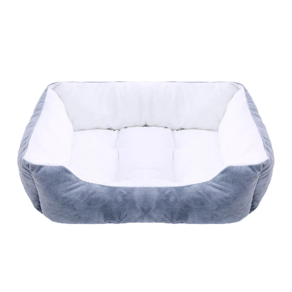 Square Plush Calming Dog & Cat Bed – Waterproof Oxford Sofa Cushion for Small & Medium Pets