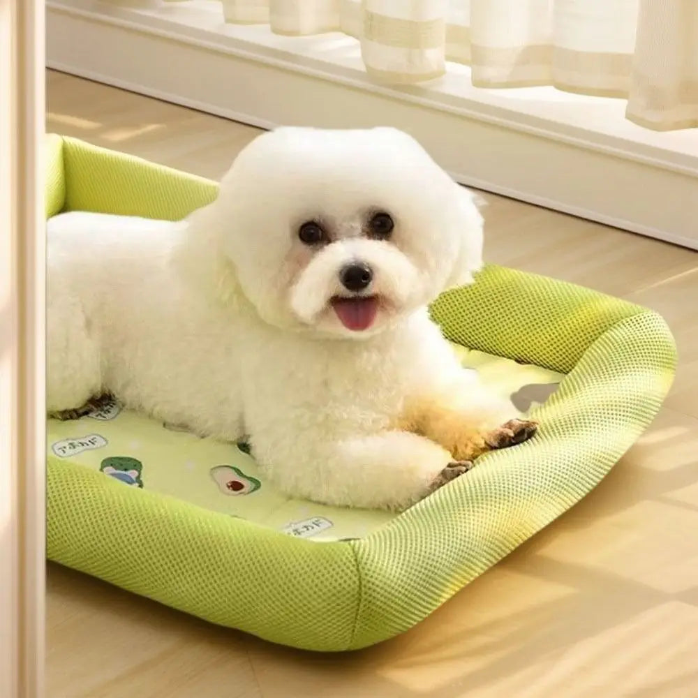 Square Cooling Pet Bed with Neck Support — Breathable, Waterproof & Anti-Slip for Dogs & Cats