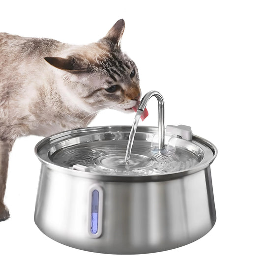 Fontaine à eau automatique 4L en acier inoxydable pour chats, distributeur d'eau ultra-silencieux pour plusieurs animaux de compagnie