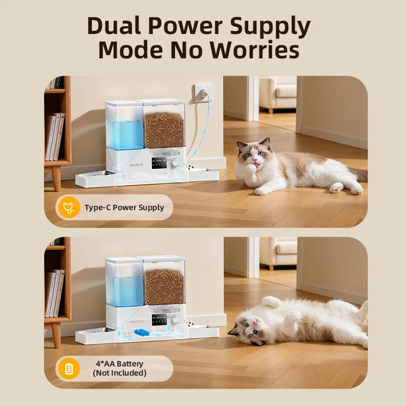 2-in-1 Automatic Pet Feeder & Gravity Water Fountain with Camera