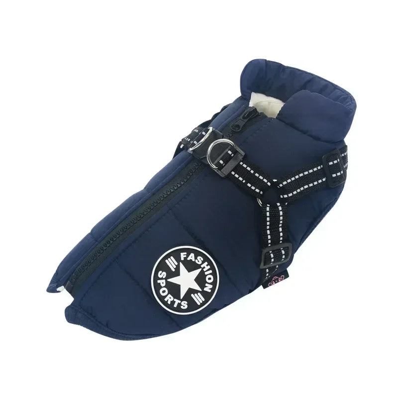 Waterproof Fleece Dog Jacket with Harness
