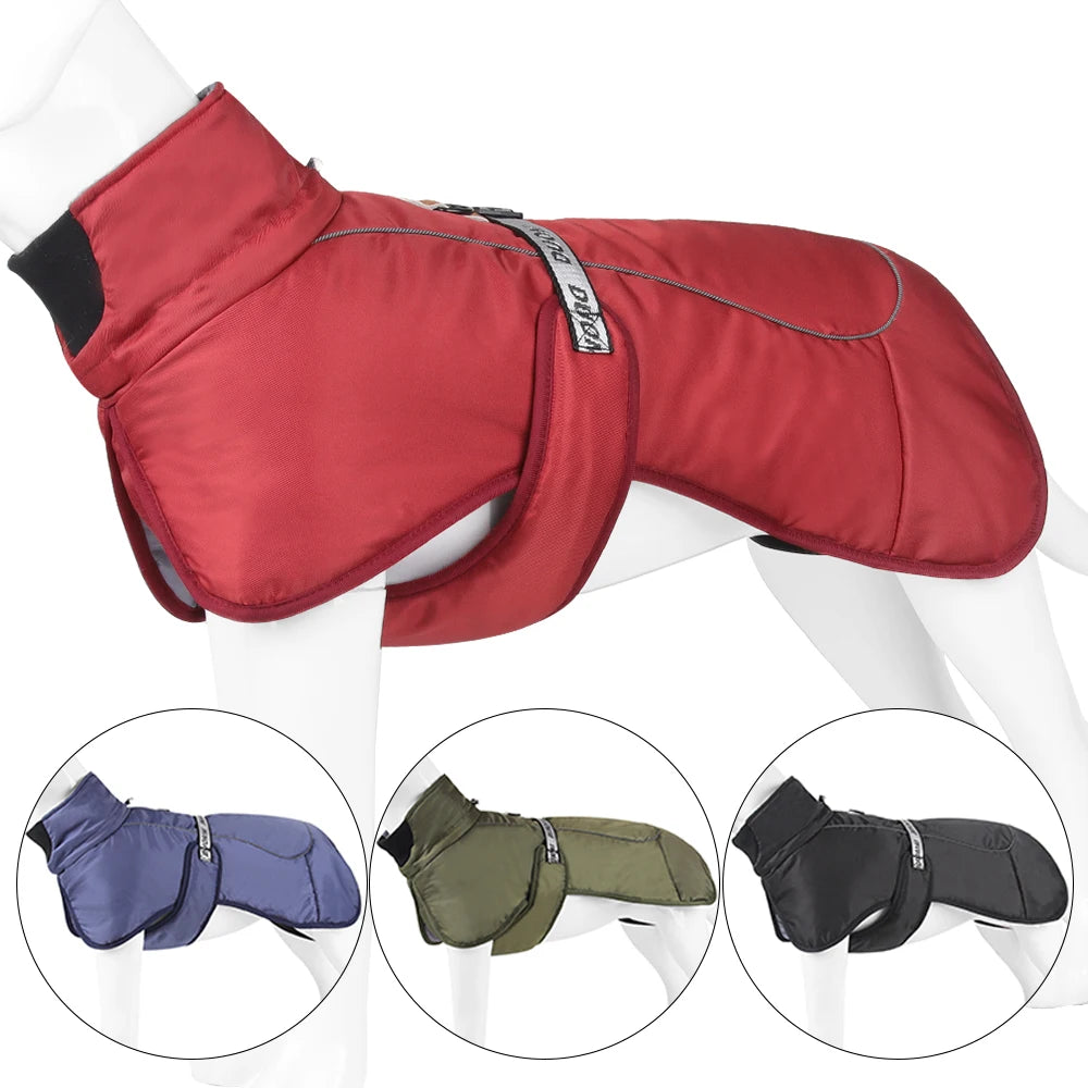 Waterproof Dog Winter Coat with Built-In Harness — Reflective Windproof Turtleneck Jacket
