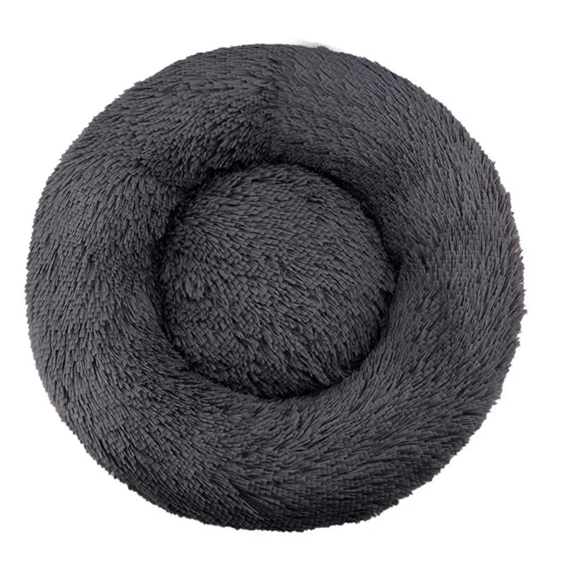 Round Plush Pet Bed — Washable Warm Basket for Dogs & Cats, 6 Sizes