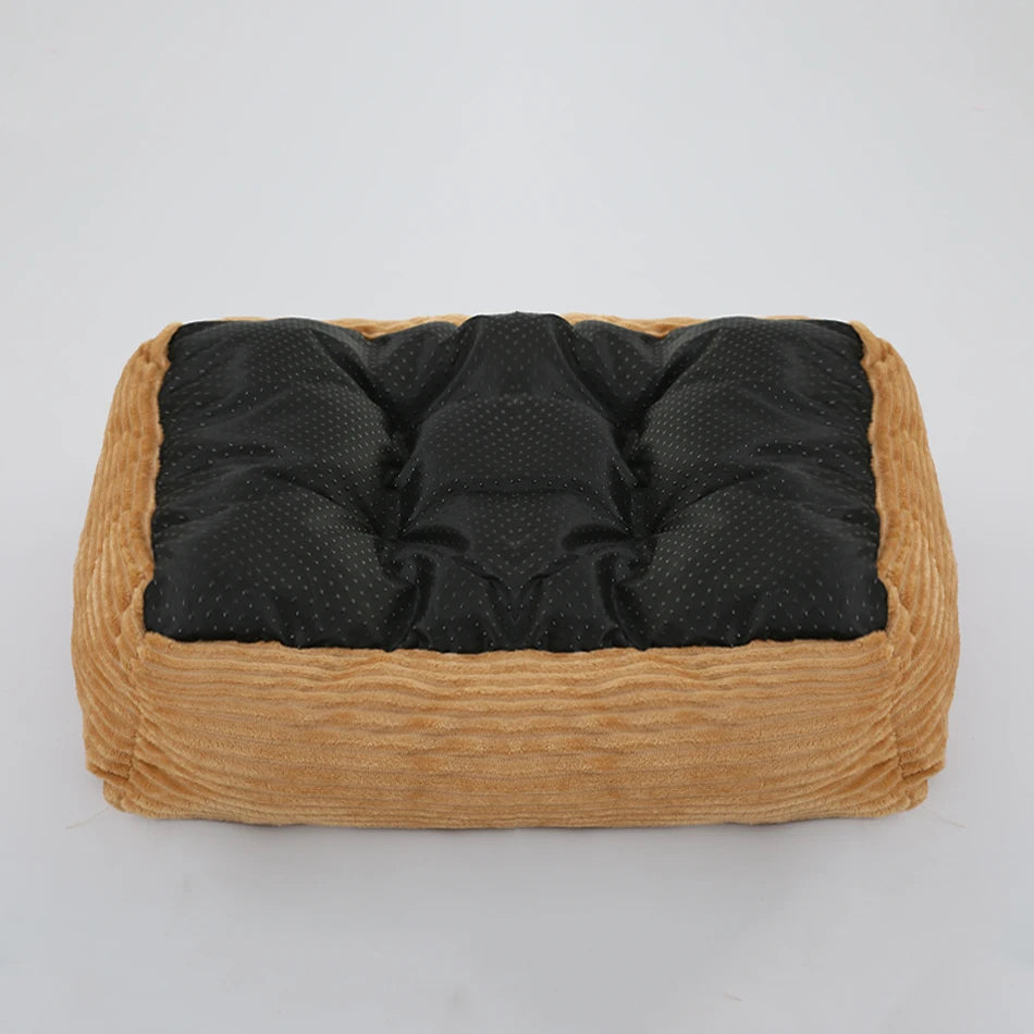 Square Plush Calming Dog & Cat Bed – Waterproof Oxford Sofa Cushion for Small & Medium Pets