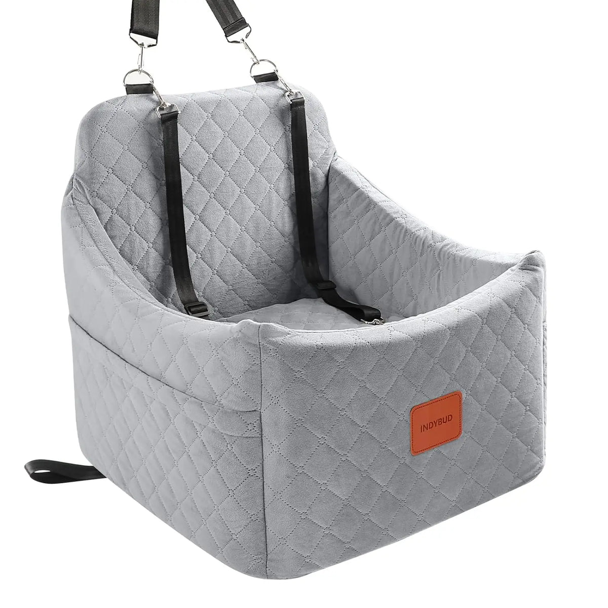 Elevated Memory Foam Dog Car Booster Seat with Storage Pockets