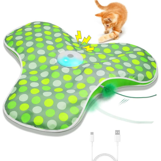 Interactive Cat Toy - Rechargeable Moving Feather & Squeaky Mouse