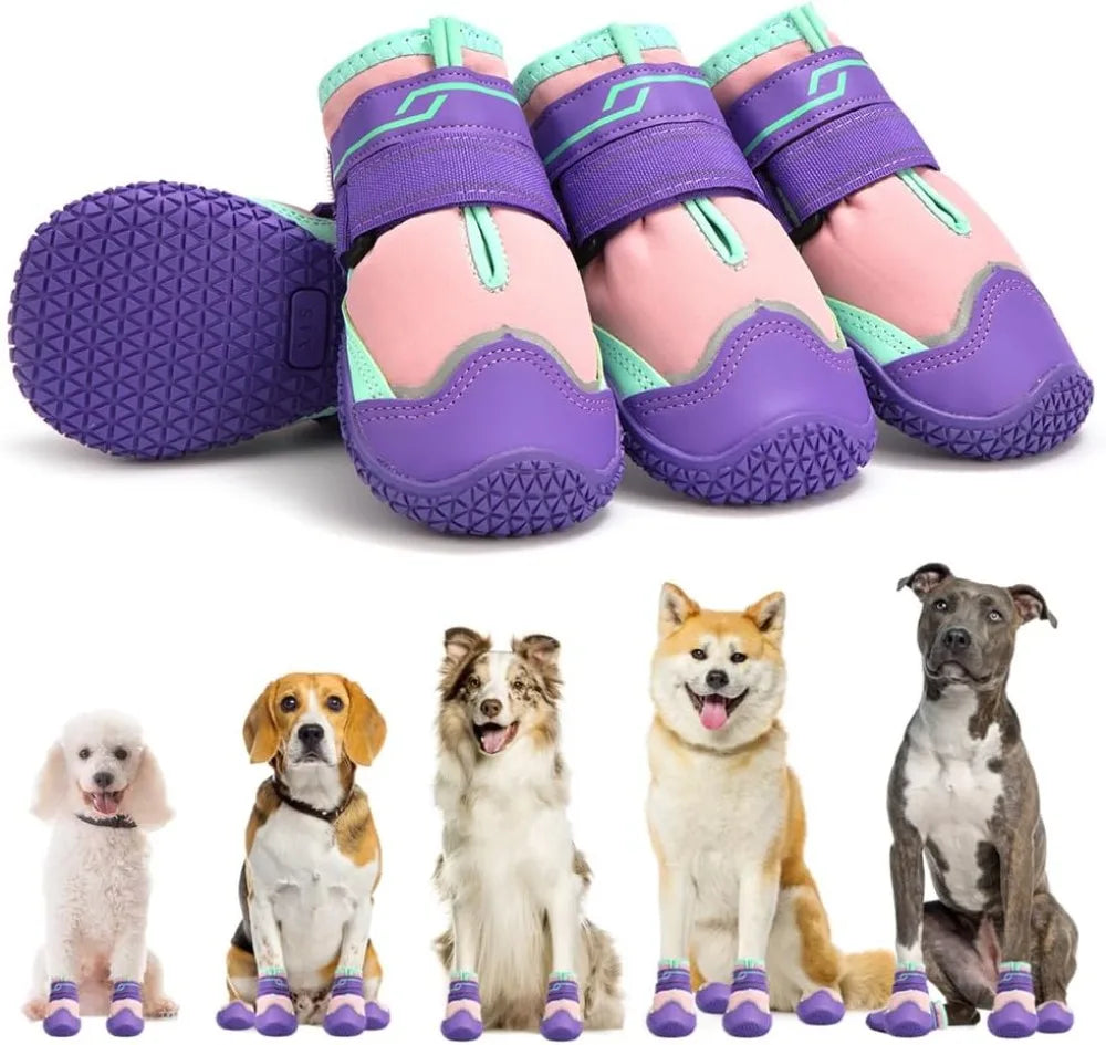 Breathable High-Cut Dog Boots for Hot Pavement & Summer Hiking | Set of 4