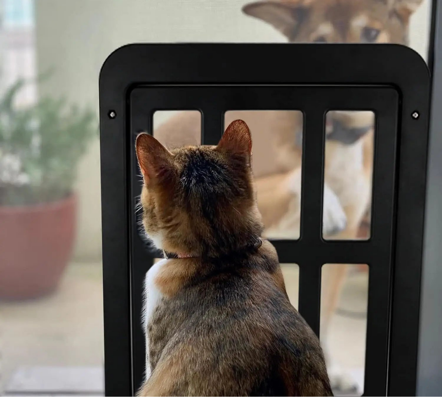 Dog Door for Sliding Screen - 11"x13" Lockable Magnetic Pet Door