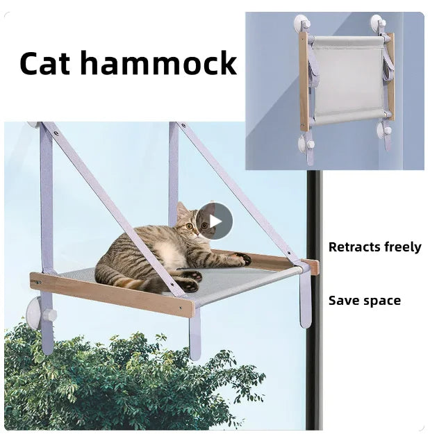 Double-Decker Window Cat Hammock – Suction Cup Bunk Bed for Cats