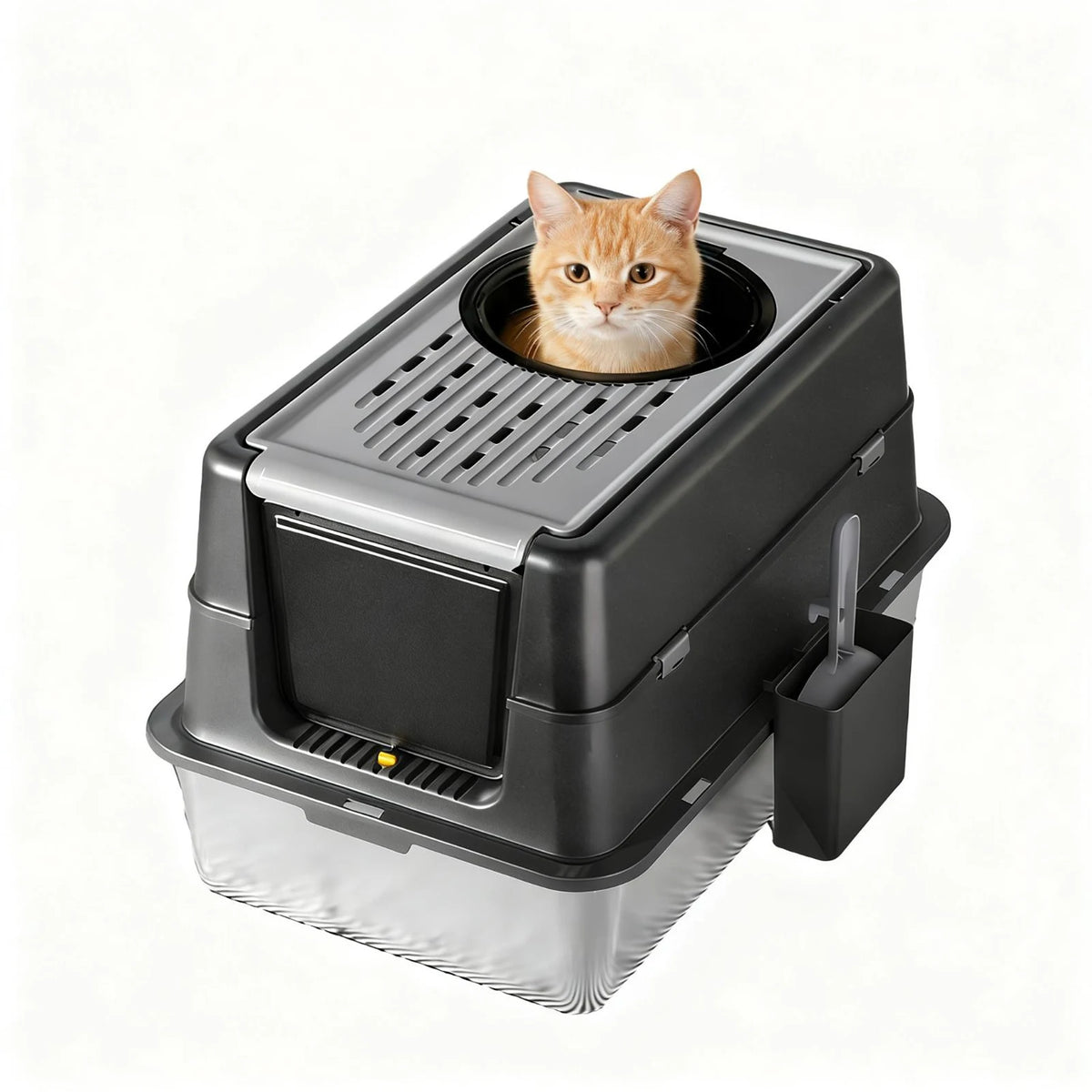 Extra Large Stainless Steel Cat Litter Box | 35L | Flip-Top | Dual Entry | Odour Control