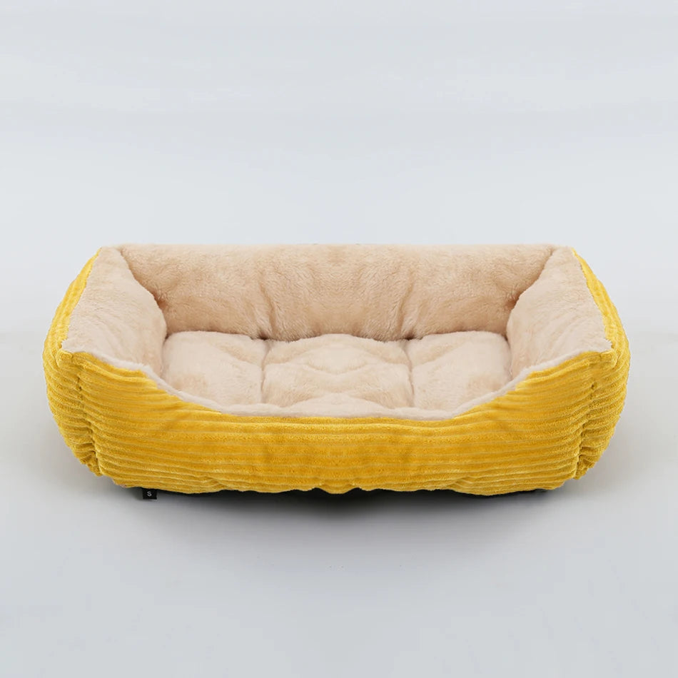 Square Plush Calming Dog & Cat Bed – Waterproof Oxford Sofa Cushion for Small & Medium Pets