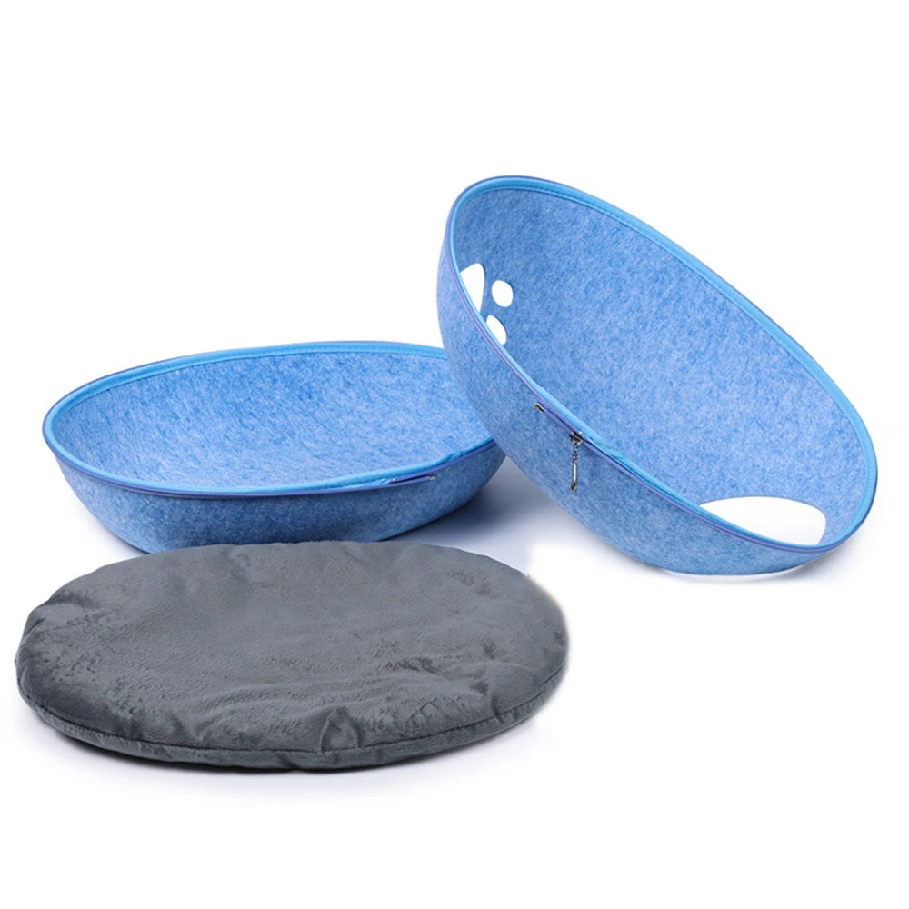 Egg-Shaped Felt Cat Bed with Mattress