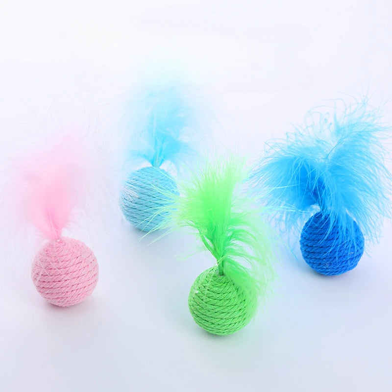 Hand-Woven Hemp Rope Ball Cat Toy with Sound