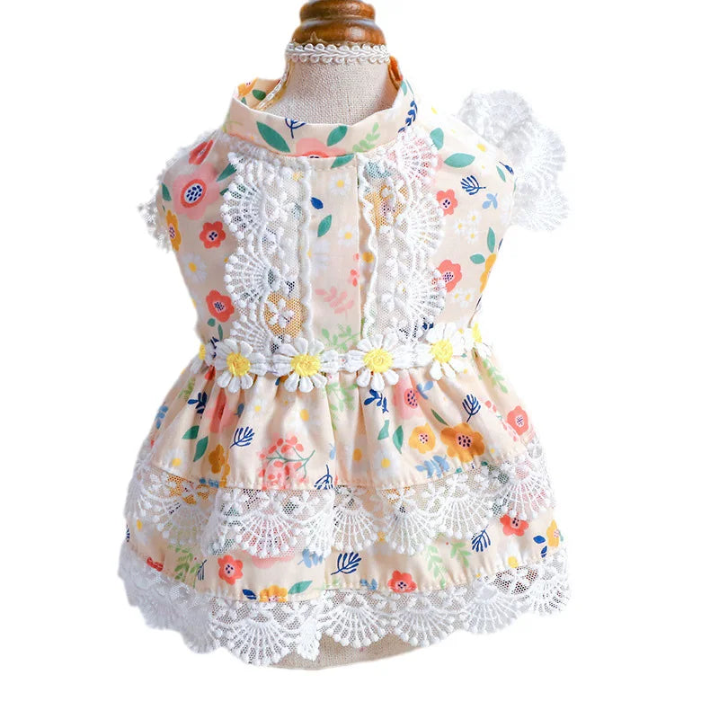Lace Flower Princess Dress for Cats & Small Dogs
