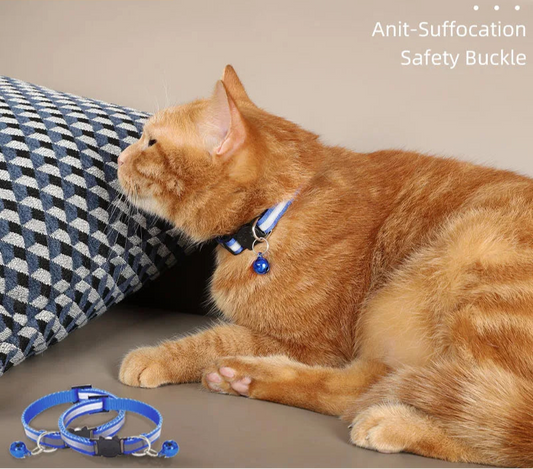 Reflective Cat Collar with Bell - Adjustable Night Safety Collar for Cats & Kittens