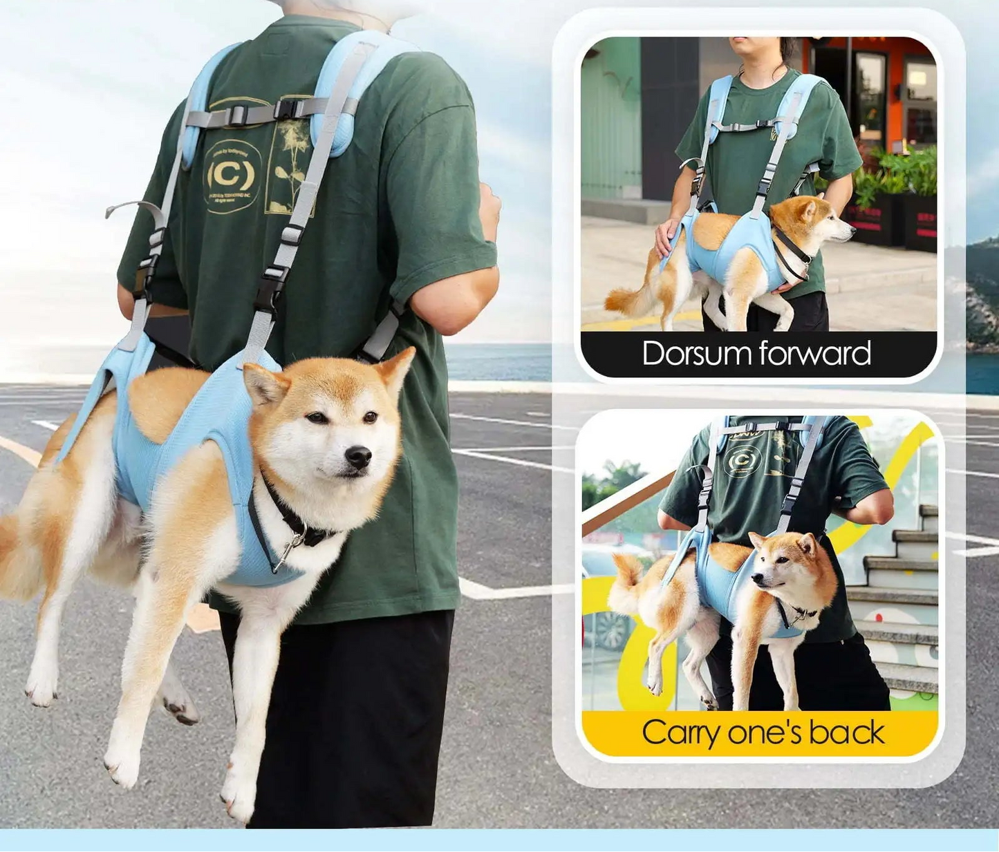 Dog Carrier Backpack & Front Carrier with Lift Harness - Legs Out Design