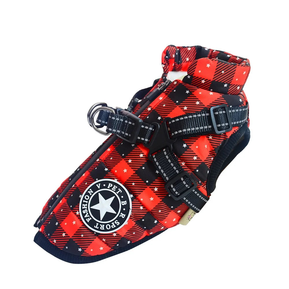 Reflective Fleece Dog Jacket with Integrated Harness