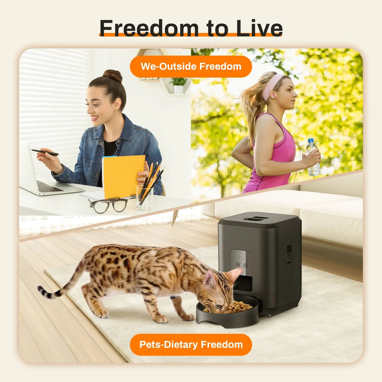 Tuya APP controls the cat feeder,only supports 2.4G network, can only be powered by USB, has no screen display smart pet feeder