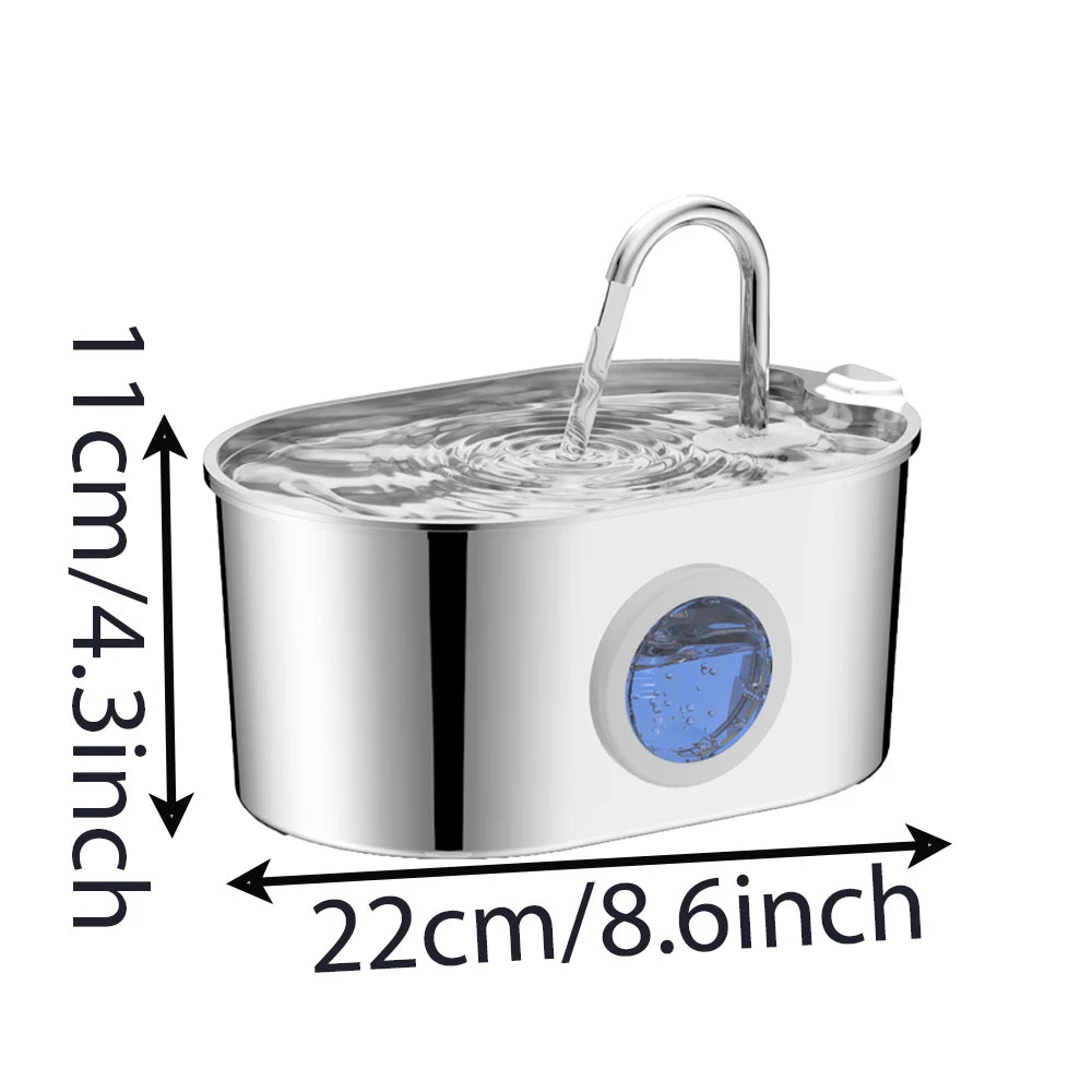 Cat water feeder stainless steel automatic cat water fountain, cat fountain with water level window display pet water dispenser
