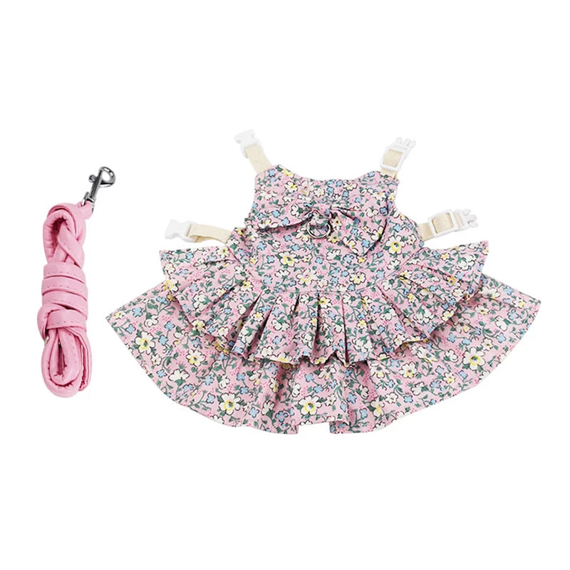 Floral Cotton Dress & Harness Set for Rabbits & Small Pets