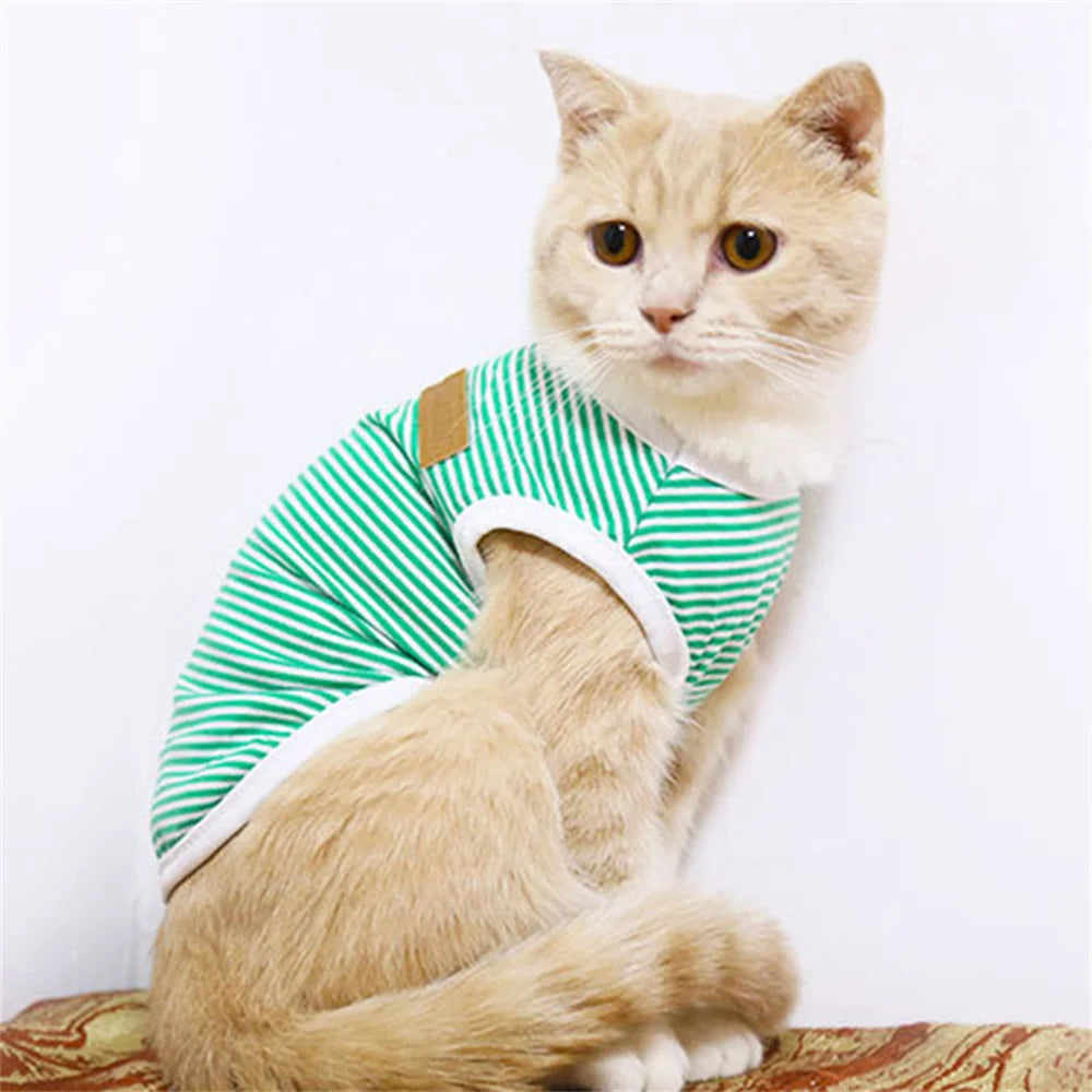 Classic Striped Cotton Vest for Cats & Small Dogs