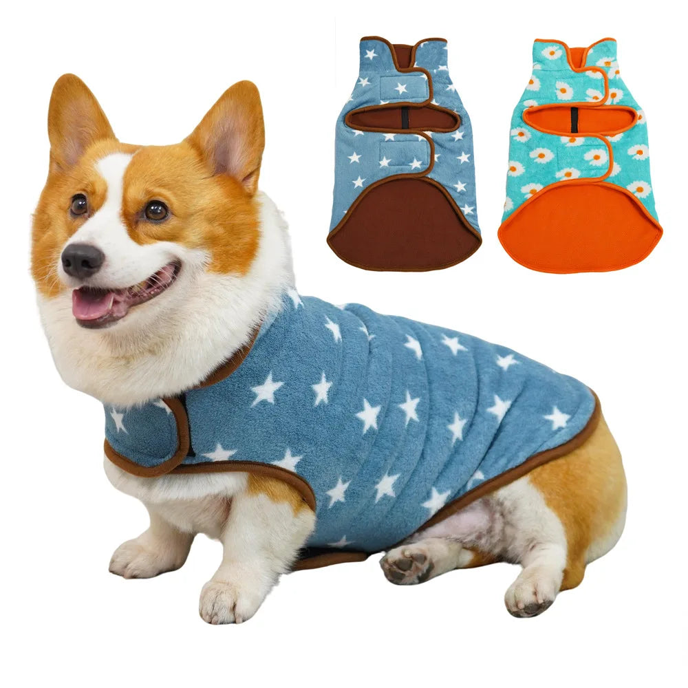 Manteau polaire à capuche pour chien avec trou pour laisse | Veste d'hiver chaude et ajustable pour chiens de petite à grande taille