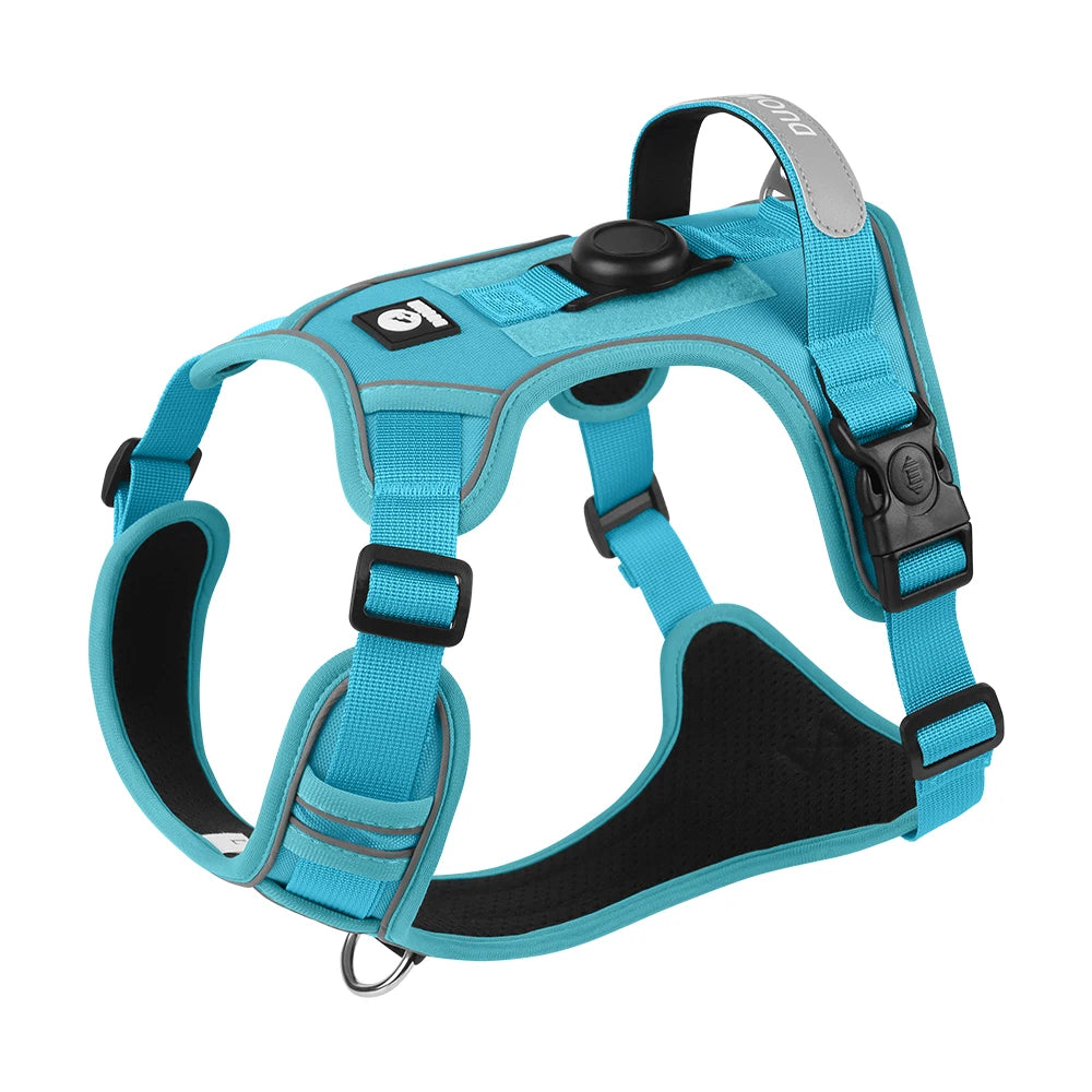 No-Pull Dog Harness with AirTag Holder, Handle & Front Clip — Reflective Padded Vest for Walking & Training