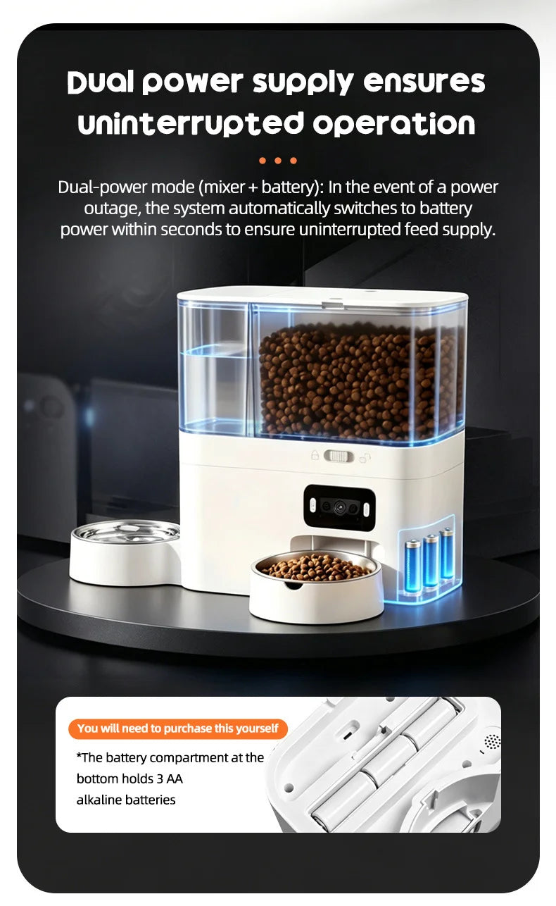 5L+3L Smart Automatic Pet Feeder with WiFi, Camera & Water Dispenser