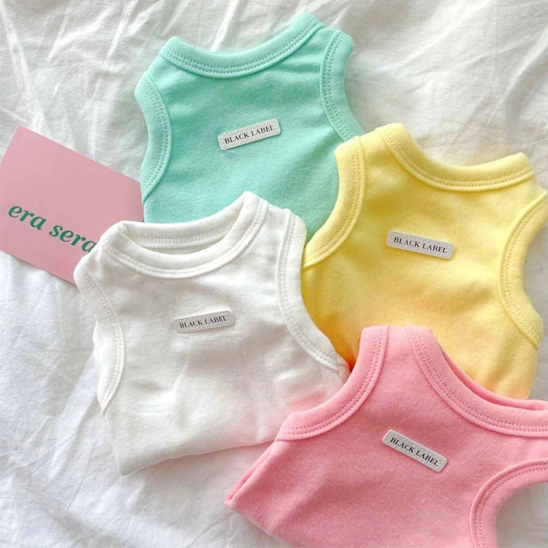 Solid Cotton Dog Vest - Breathable Summer Clothing for Small Dogs