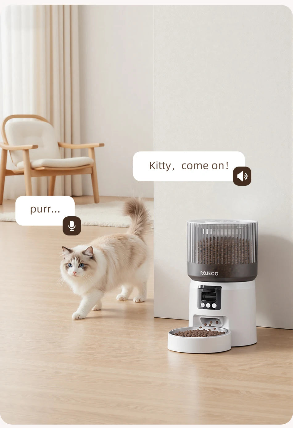 Smart Automatic Pet Feeder with 1080P HD Camera & Wi-Fi Control