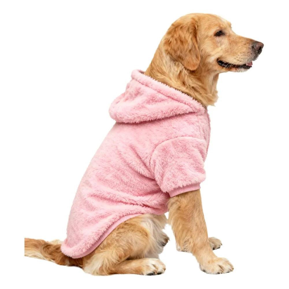 Plush Fleece Dog Hoodie | Soft Warm Winter Outdoor Coat for Medium & Large Dogs