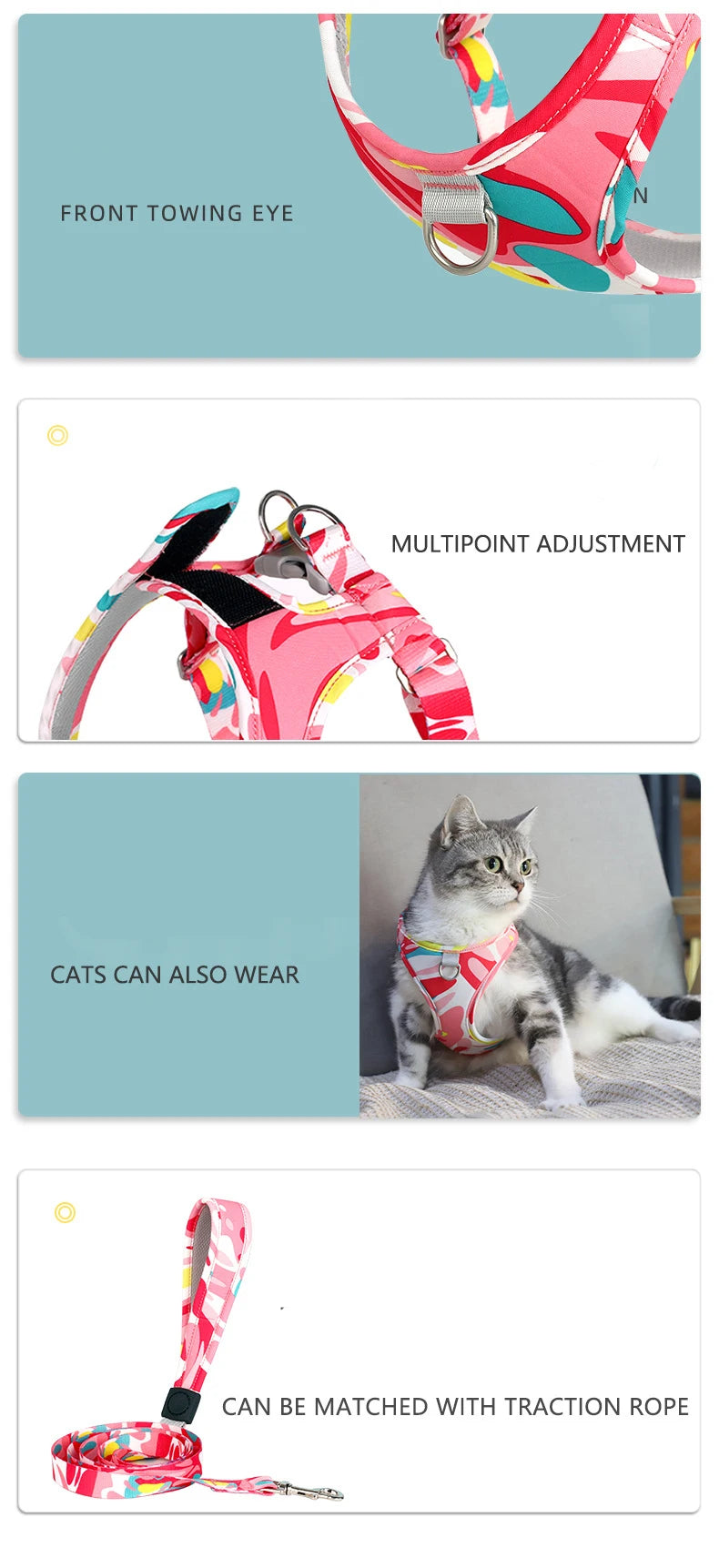 Adjustable Mesh Vest Harness for Dogs & Cats