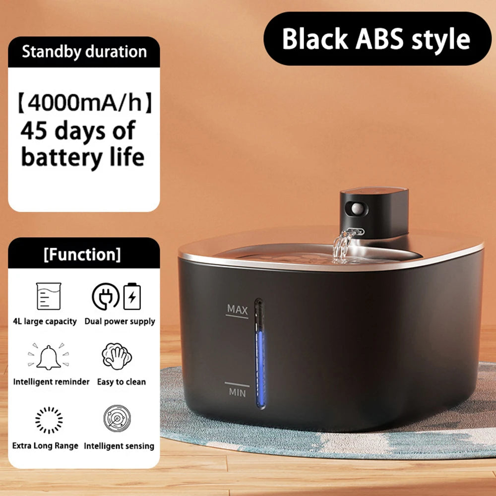 4L Stainless Steel Wireless Pet Water Fountain with Motion Sensor