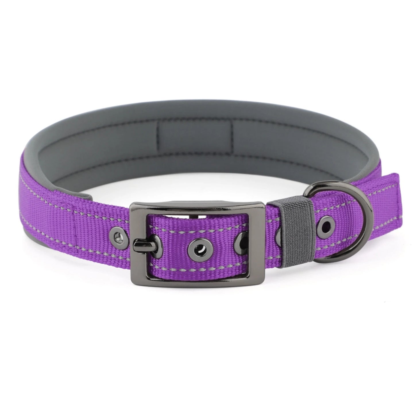 Neoprene Padded Reflective Dog Collar with Metal Buckle