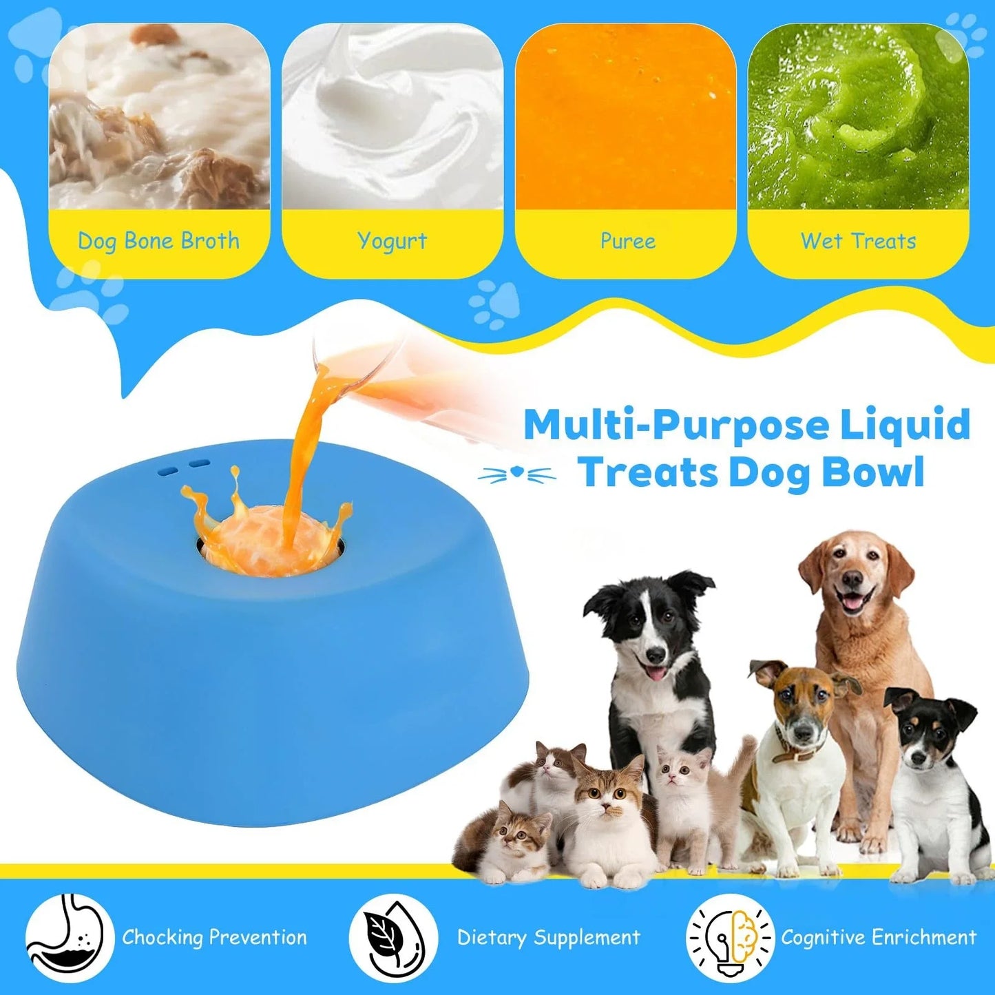 Silicone Lick Bowl & Slow Feeder for Dogs & Cats — Detachable, Washable & Non-Slip