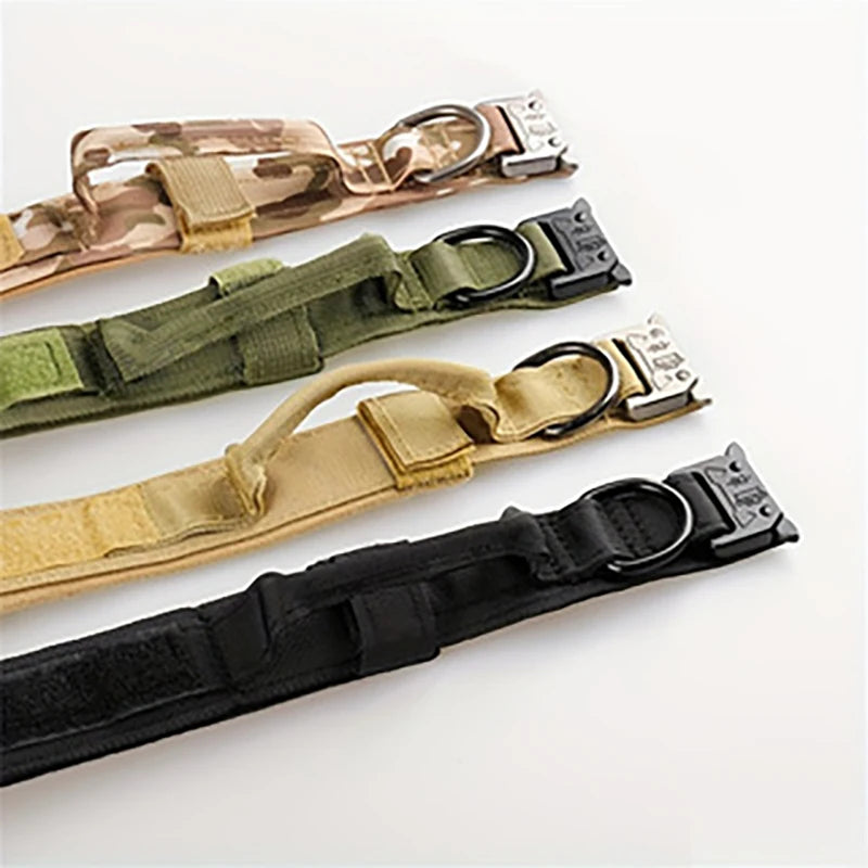 Tactical Military Nylon Dog Collar with Control Handle & Metal Buckle