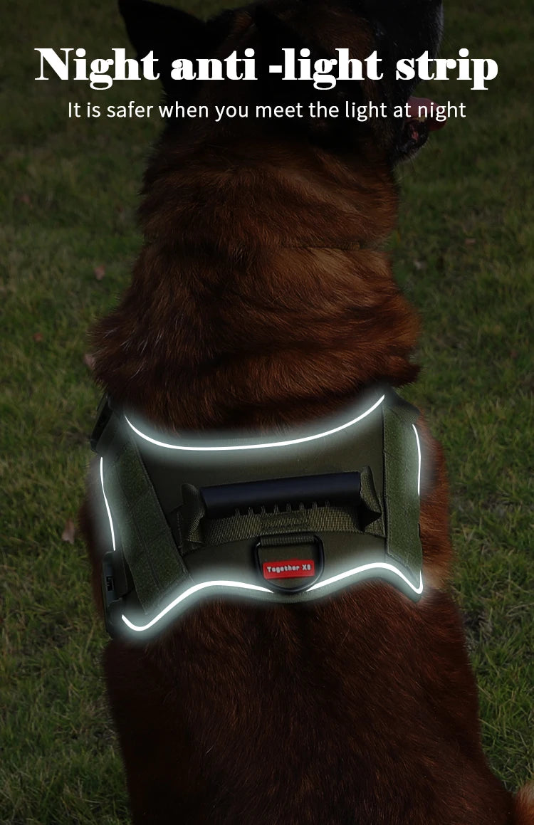 Harnais tactique respirant pour chien avec boucle à dégagement rapide