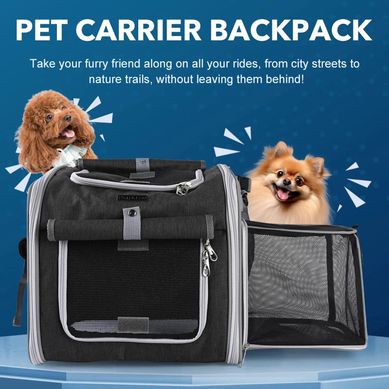 Expandable Pet Travel Carrier with Mesh Windows