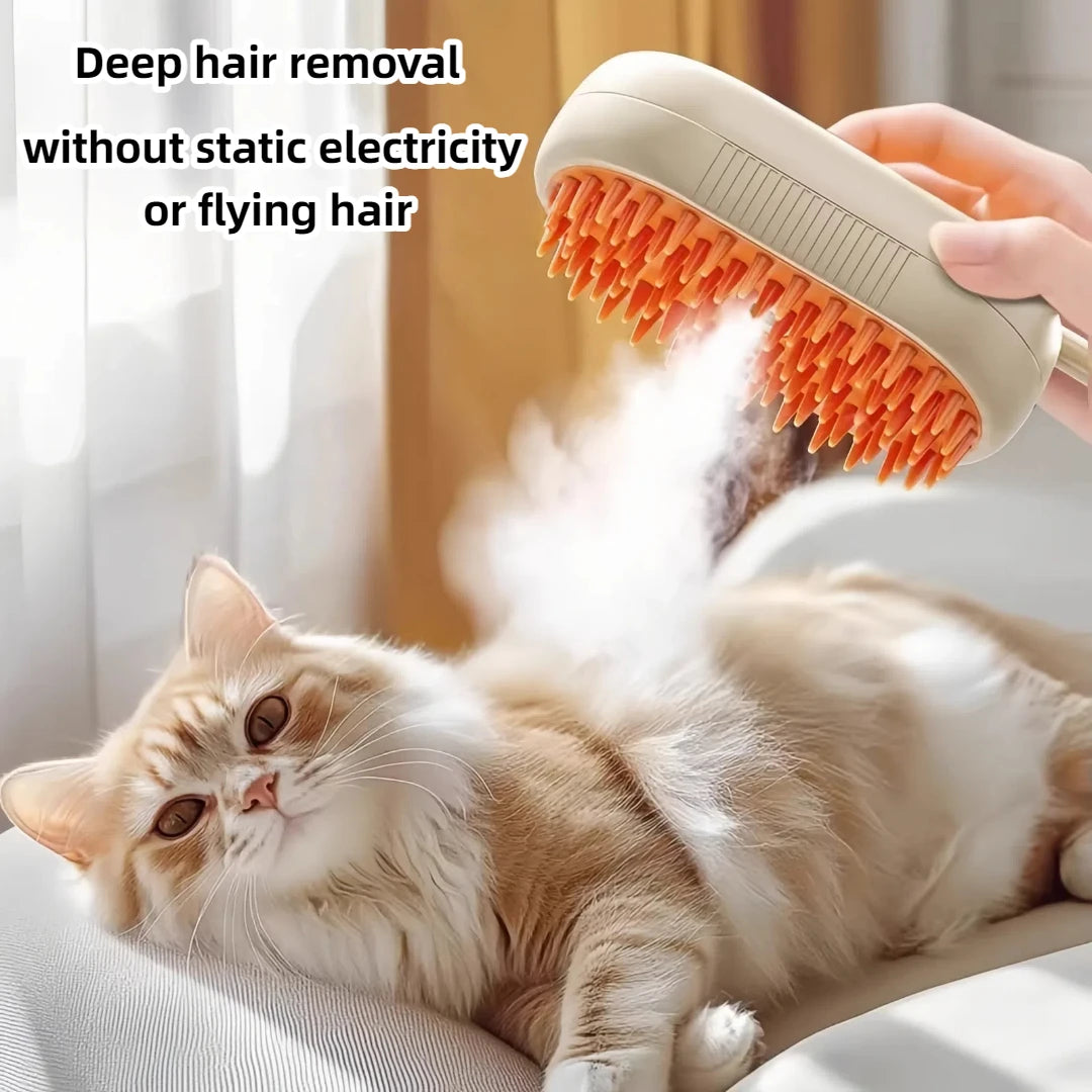 3-in-1 Electric Pet Steam Brush - Grooming, Cleaning & Massage Comb