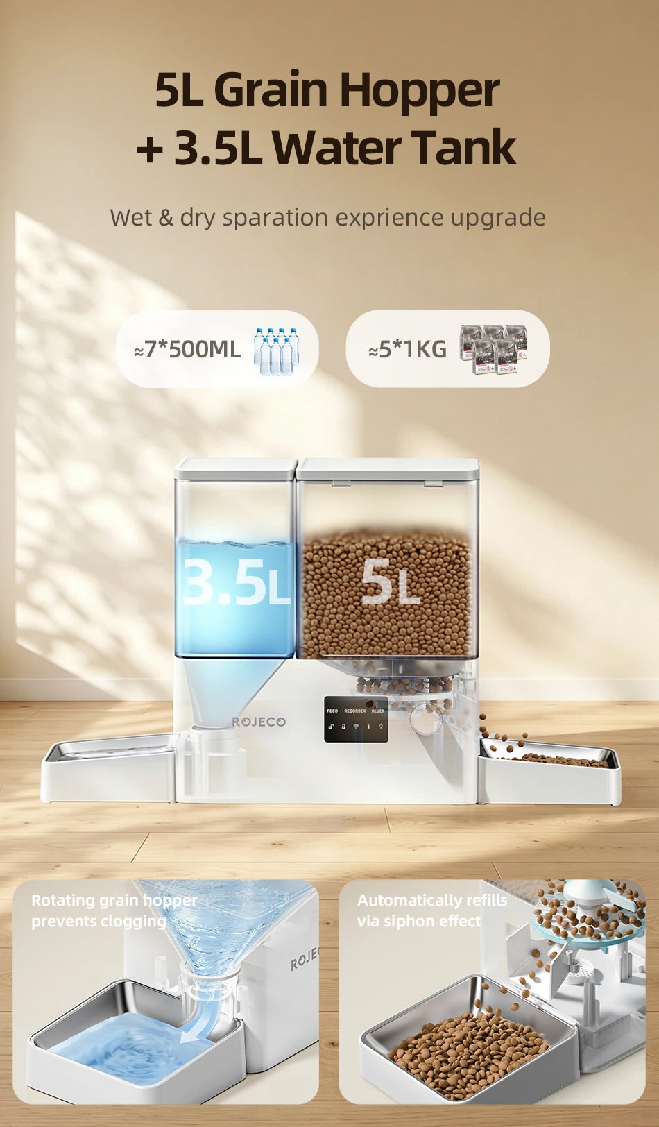 2-in-1 Automatic Pet Feeder & Gravity Water Fountain with Camera