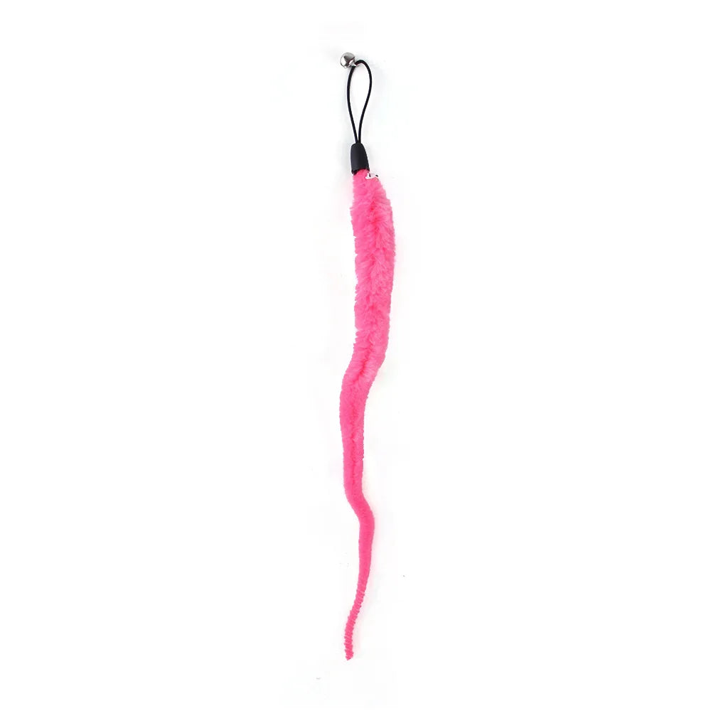 Feather Wand Cat Toy with Bell & Worm String - Interactive Teaser Set