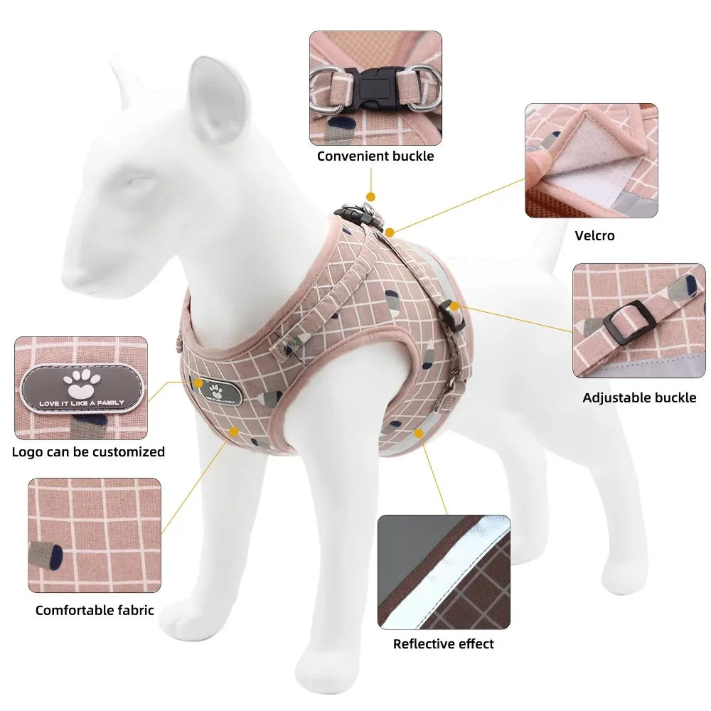 Adjustable Reflective Vest Harness & Leash Set for Small Dogs & Cats