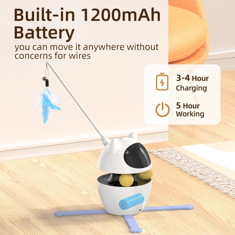 3-in-1 Smart Cat Toy with 360° Laser & 3 Replacement Feather Teasers