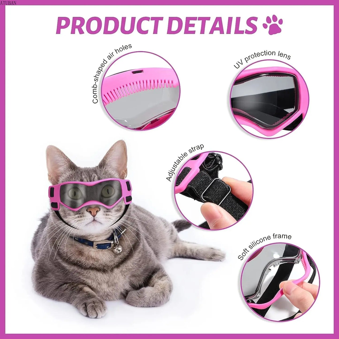 Cat Sunglasses - UV Protection Goggles for Small Pets