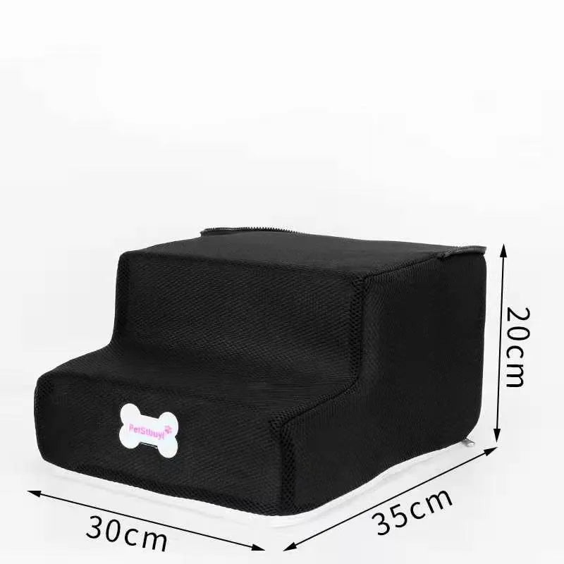 Anti-Slip Pet Stairs with Removable Washable Cover – 2 or 3 Step Ramp for Dogs & Cats